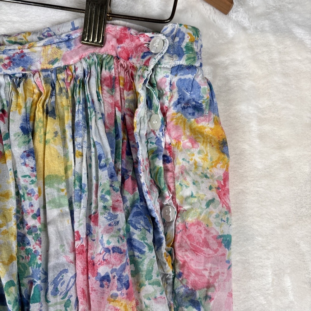 VTG Phool M Ombre Pastel Floral Indian Midi Skirt Flowy Festival Hippie 80s 90s - Picture 7 of 9